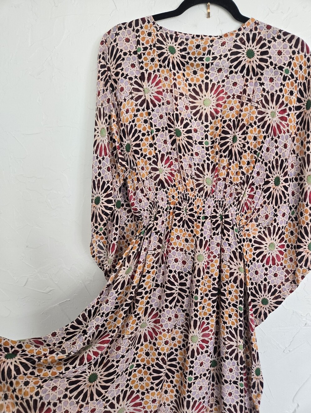 Rujuta Sheth Boho Colorful Daisy Maroon Green Yellow Flowy Kaftan Dress, OS - Picture 8 of 12